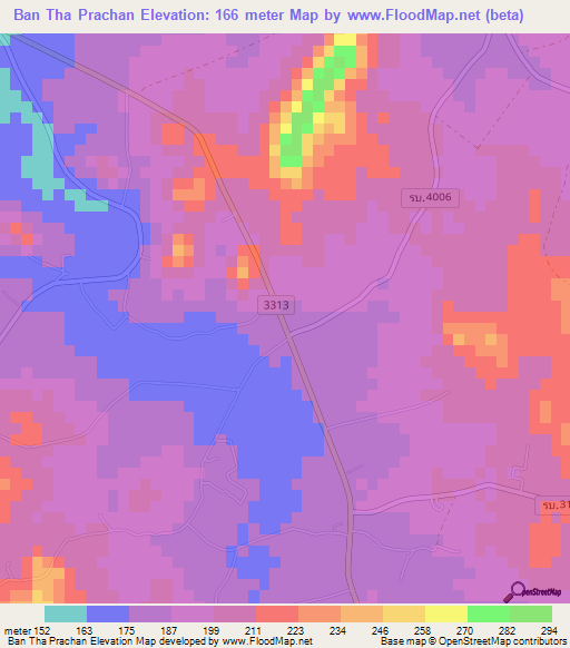 Ban Tha Prachan,Thailand Elevation Map