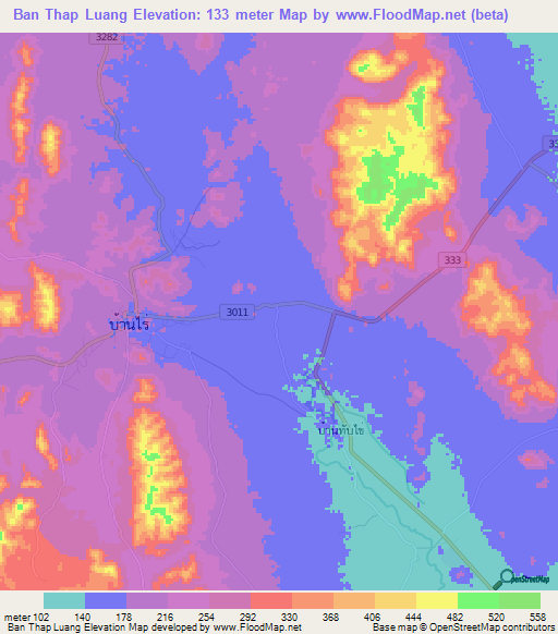 Ban Thap Luang,Thailand Elevation Map