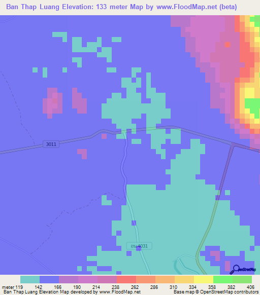 Ban Thap Luang,Thailand Elevation Map