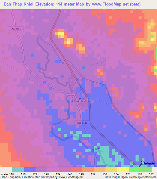 Ban Thap Khlai,Thailand Elevation Map