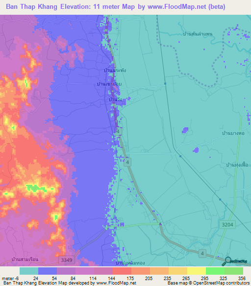 Ban Thap Khang,Thailand Elevation Map