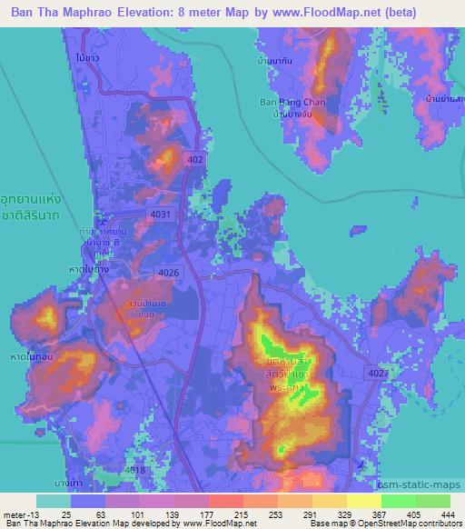 Ban Tha Maphrao,Thailand Elevation Map