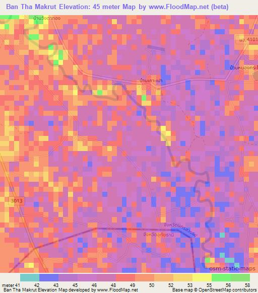 Ban Tha Makrut,Thailand Elevation Map