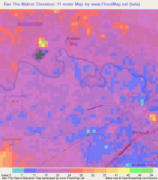 Ban Tha Makrut,Thailand Elevation Map