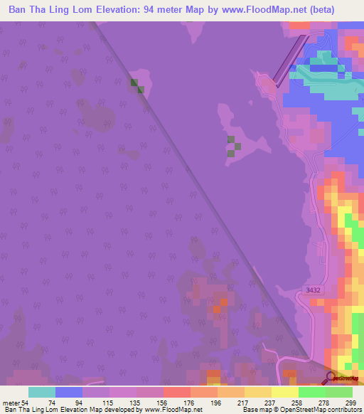 Ban Tha Ling Lom,Thailand Elevation Map