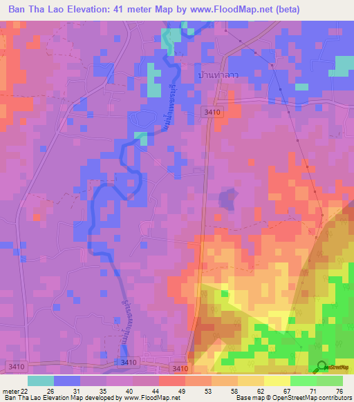 Ban Tha Lao,Thailand Elevation Map
