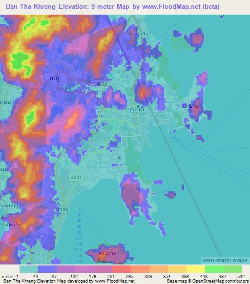 Ban Tha Khreng,Thailand Elevation Map