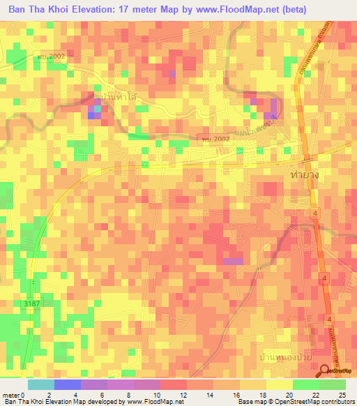 Ban Tha Khoi,Thailand Elevation Map