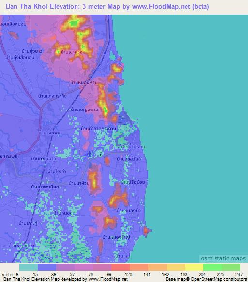 Ban Tha Khoi,Thailand Elevation Map
