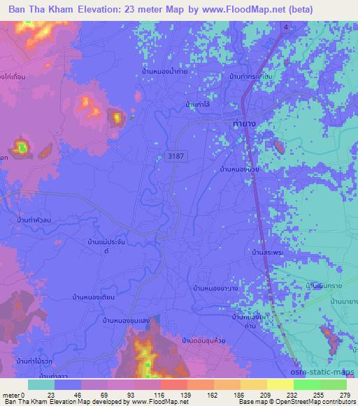 Ban Tha Kham,Thailand Elevation Map