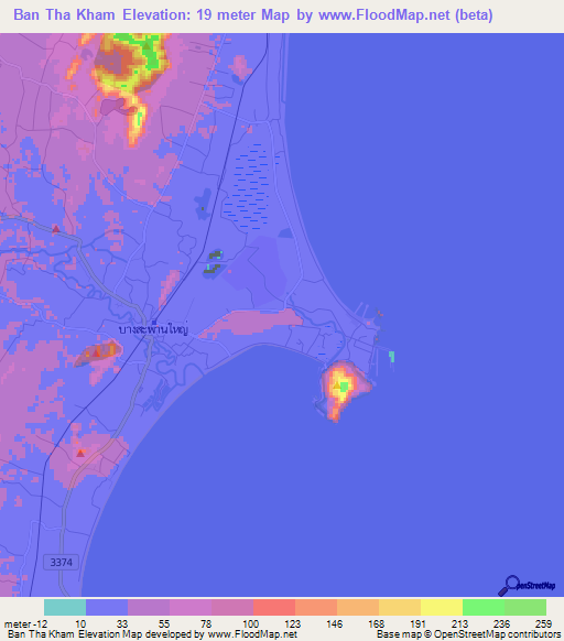 Ban Tha Kham,Thailand Elevation Map