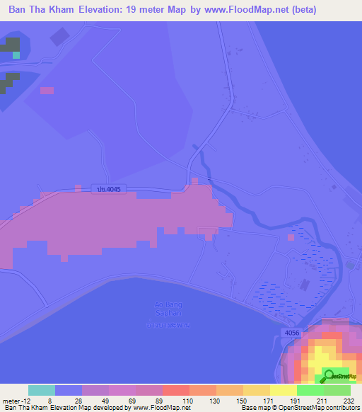 Ban Tha Kham,Thailand Elevation Map