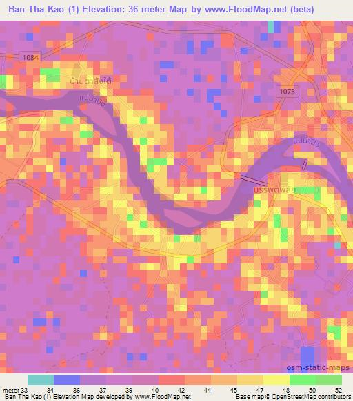 Ban Tha Kao (1),Thailand Elevation Map