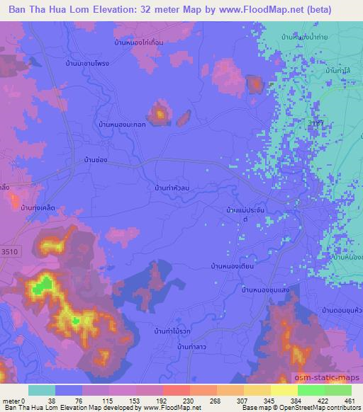 Ban Tha Hua Lom,Thailand Elevation Map