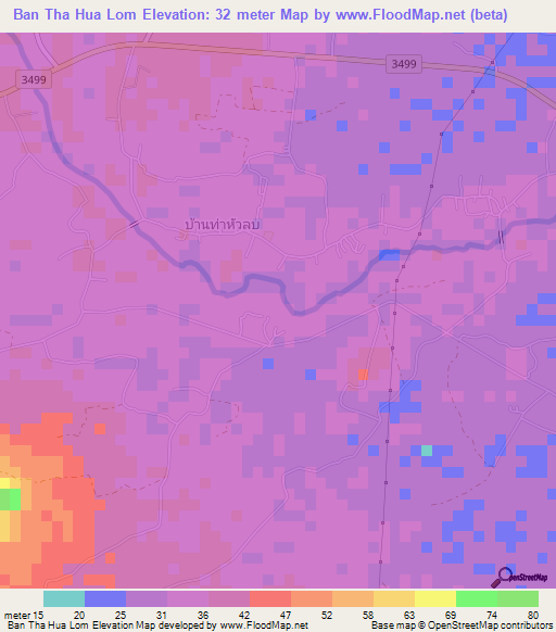 Ban Tha Hua Lom,Thailand Elevation Map