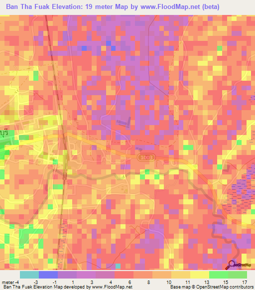 Ban Tha Fuak,Thailand Elevation Map