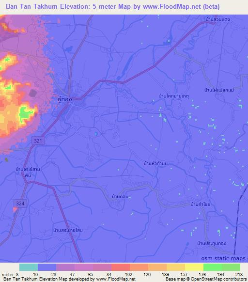 Ban Tan Takhum,Thailand Elevation Map