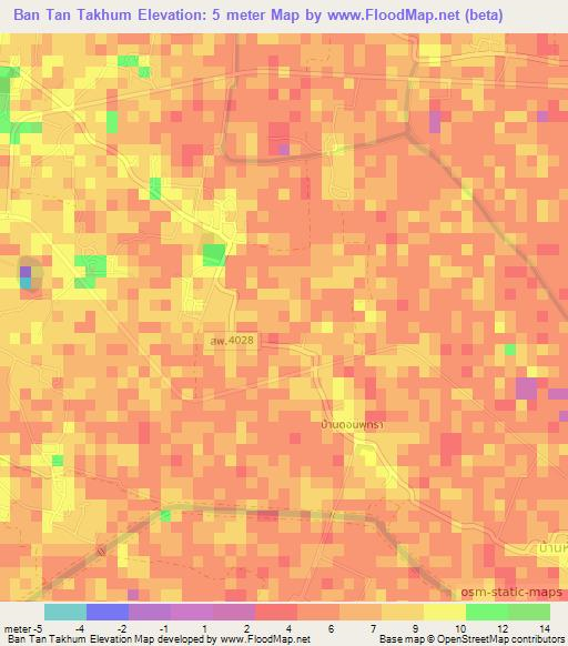 Ban Tan Takhum,Thailand Elevation Map