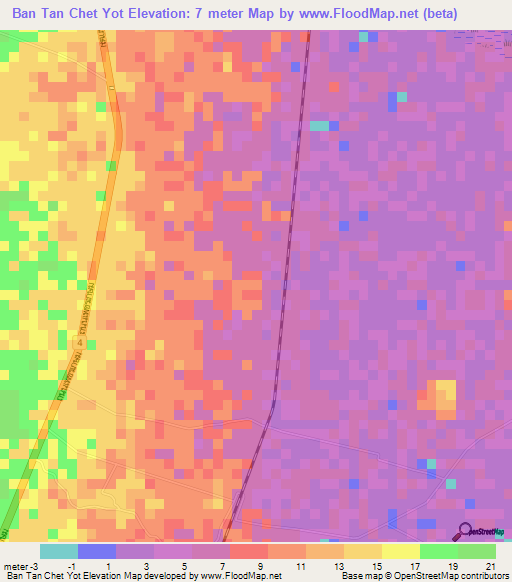 Ban Tan Chet Yot,Thailand Elevation Map