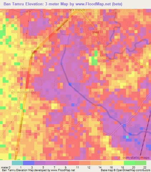 Ban Tamru,Thailand Elevation Map