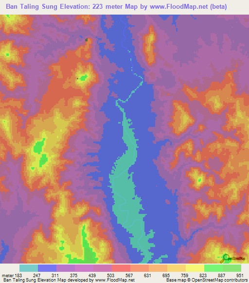 Ban Taling Sung,Thailand Elevation Map