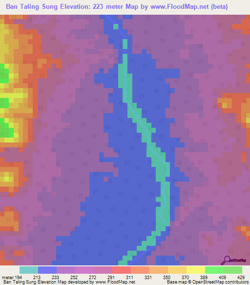 Ban Taling Sung,Thailand Elevation Map