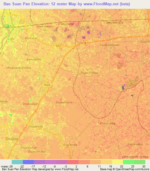Ban Suan Pan,Thailand Elevation Map