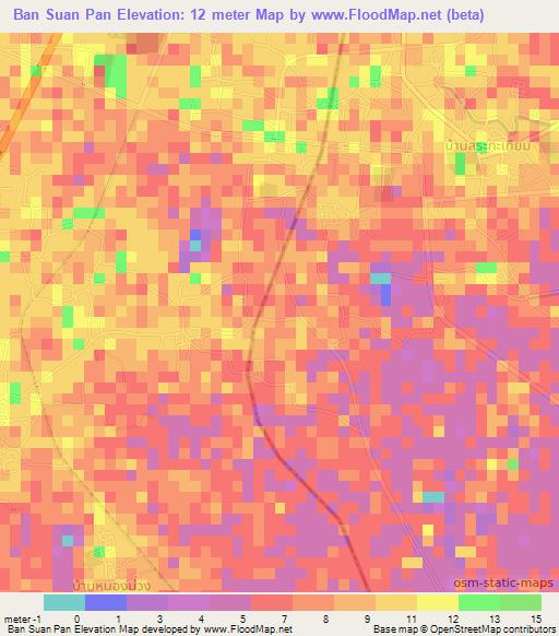 Ban Suan Pan,Thailand Elevation Map