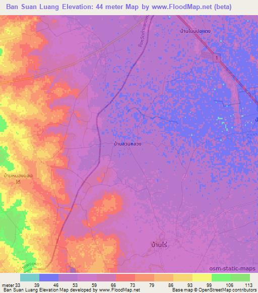 Ban Suan Luang,Thailand Elevation Map