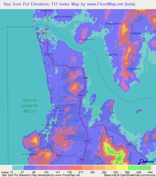 Ban Som Poi,Thailand Elevation Map