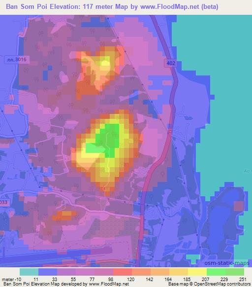 Ban Som Poi,Thailand Elevation Map