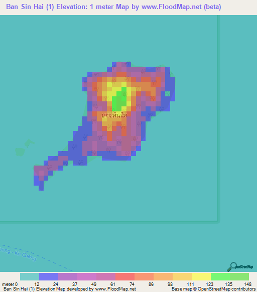 Ban Sin Hai (1),Thailand Elevation Map