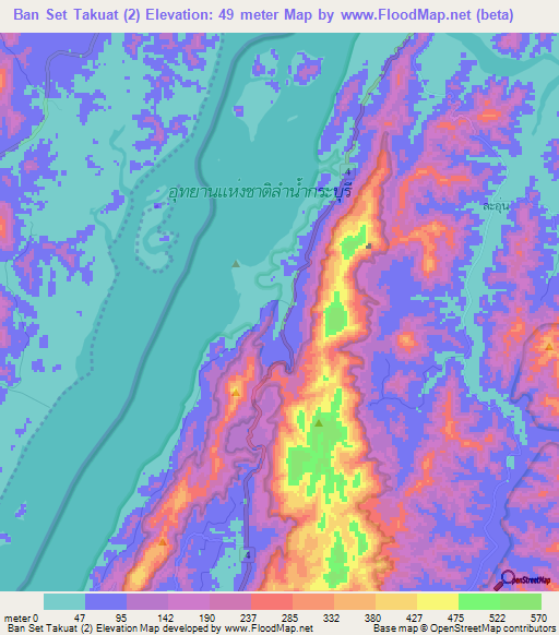Ban Set Takuat (2),Thailand Elevation Map