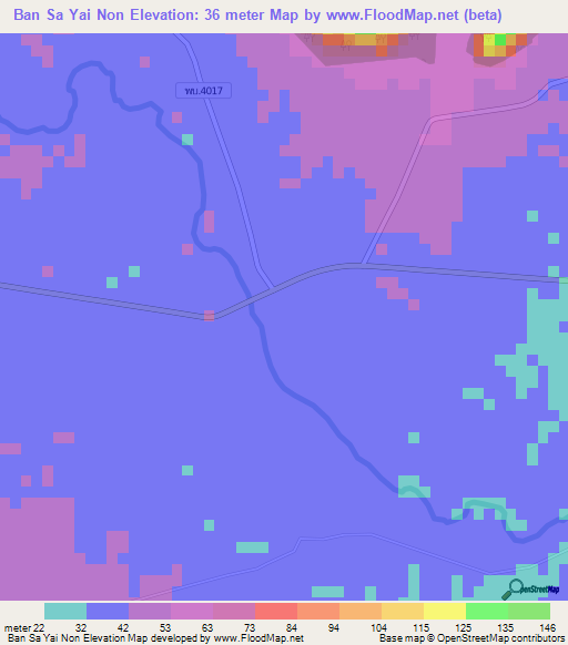 Ban Sa Yai Non,Thailand Elevation Map