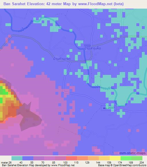 Ban Sarahet,Thailand Elevation Map