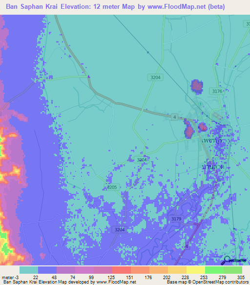 Ban Saphan Krai,Thailand Elevation Map