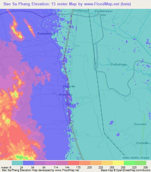 Ban Sa Phang,Thailand Elevation Map
