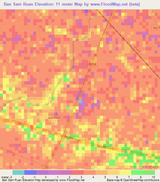 Ban Sam Ruan,Thailand Elevation Map