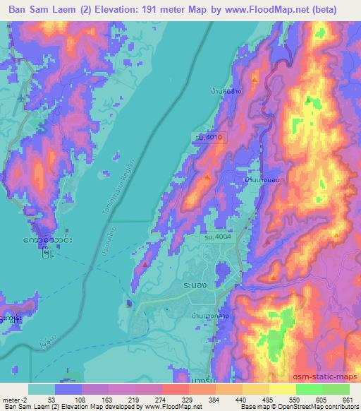 Ban Sam Laem (2),Thailand Elevation Map