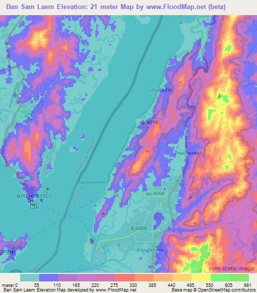 Ban Sam Laem,Thailand Elevation Map