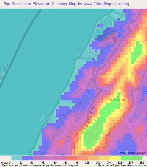 Ban Sam Laem,Thailand Elevation Map