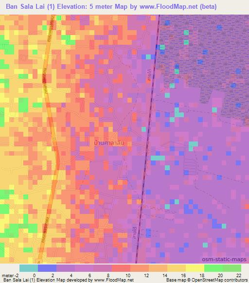 Ban Sala Lai (1),Thailand Elevation Map