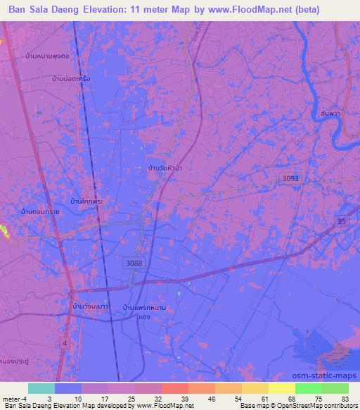 Ban Sala Daeng,Thailand Elevation Map