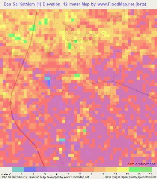 Ban Sa Kathiam (1),Thailand Elevation Map