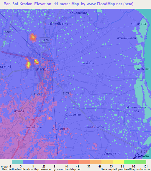 Ban Sai Kradan,Thailand Elevation Map