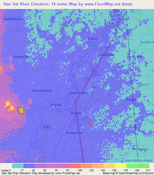 Ban Sai Khan,Thailand Elevation Map
