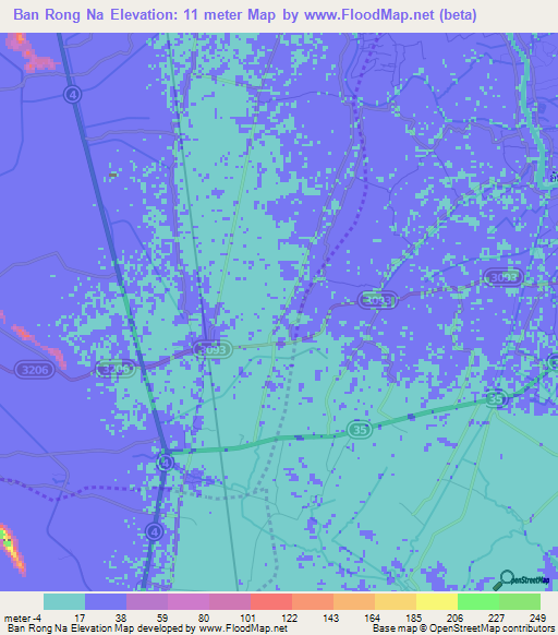 Ban Rong Na,Thailand Elevation Map
