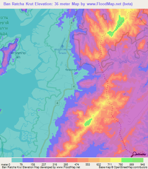 Ban Ratcha Krut,Thailand Elevation Map