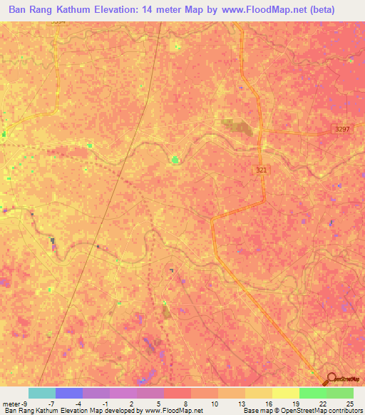 Ban Rang Kathum,Thailand Elevation Map