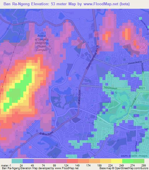Ban Ra-Ngeng,Thailand Elevation Map